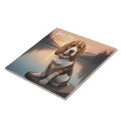 Basset Hound am See Fliese (Seite)