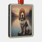 Basset Hound am See Ornament Aus Metall (Rechts)