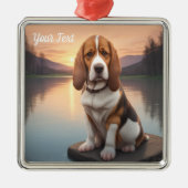 Basset Hound am See Ornament Aus Metall (Vorne)