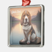 Basset Hound am See Ornament Aus Metall (Links)