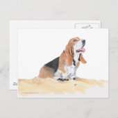 Basset Hound am Strand Postkarte (Vorne/Hinten)