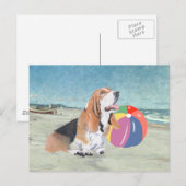 Basset Hound am Strand Postkarte (Vorne/Hinten)