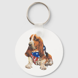 Basset Hound American Patriotic Schlüsselanhänger