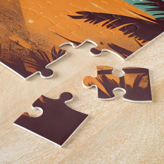 Basset Hound an einem tropischen Strand bei Sonnen Puzzle (Seite)