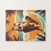 Basset Hound an einem tropischen Strand bei Sonnen Puzzle (Horizontal)