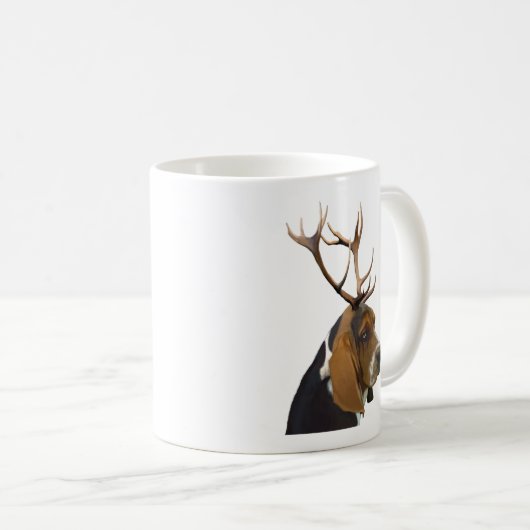 Basset Hound and Antlers Kaffeetasse (VorderseiteRechts)