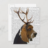Basset Hound and Antlers Postkarte (Vorne/Hinten)