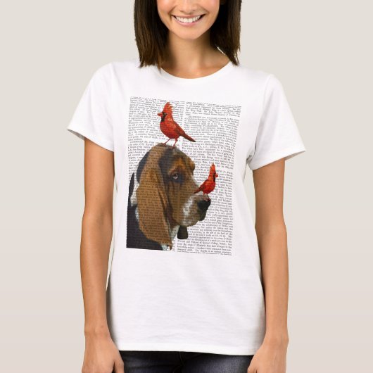 Basset Hound and Birds T-Shirt (Vorderseite)