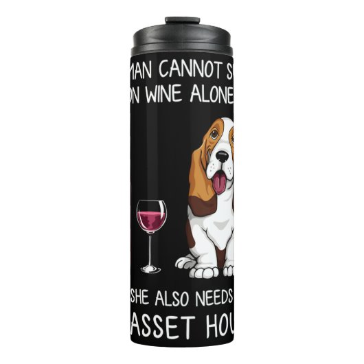 Basset Hound and wine Funny dog Thermosbecher (Vorderseite)