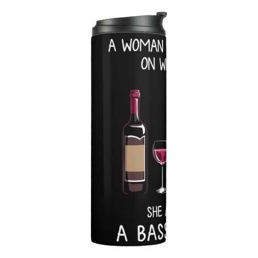 Basset Hound and wine Funny dog Thermosbecher (Nach links gedreht)