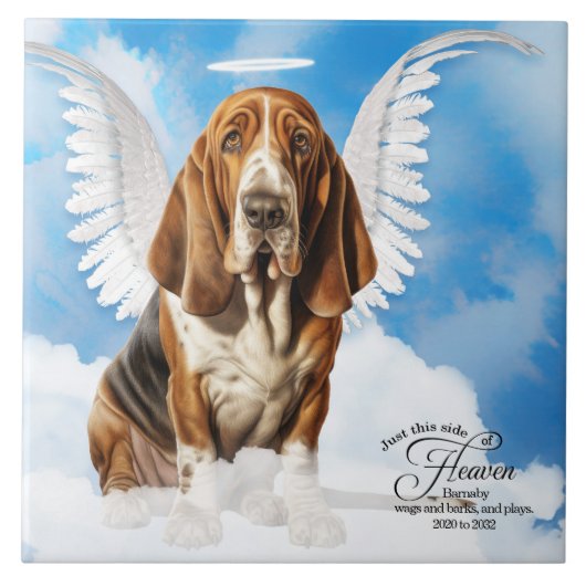 Basset Hound Angel Dog Personalisiertes Haustier M Fliese (Vorderseite)