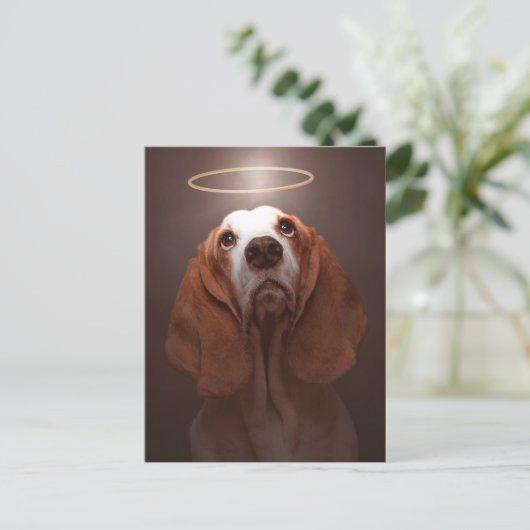 Basset Hound Angel Postkarte (Stehend Vorderseite)