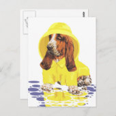 Basset Hound April Duschen Postkarte (Vorne/Hinten)