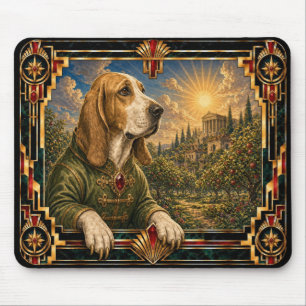 Basset Hound, Art Deco Hund Mousepad