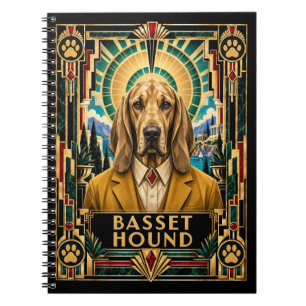Basset Hound, Art Deco Hund Notizblock