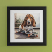 Basset Hound auf Skateboard Poster