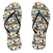 Basset Hound Beach Surfen Malerei Badesandalen (Fußbett)