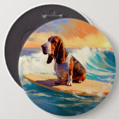 Basset Hound Beach Surfen Malerei Button (Vorne & Hinten)