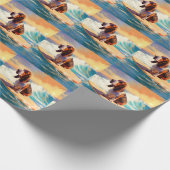 Basset Hound Beach Surfen Malerei Geschenkpapier (Ecke)