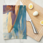 Basset Hound Beach Surfen Malerei Geschirrtuch (Viertel Falte)