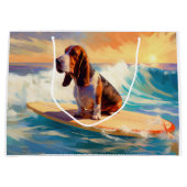 Basset Hound Beach Surfen Malerei Große Geschenktüte (Vorderseite)