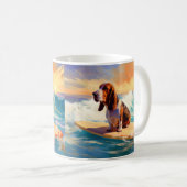 Basset Hound Beach Surfen Malerei Kaffeetasse (VorderseiteRechts)