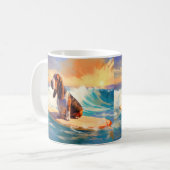 Basset Hound Beach Surfen Malerei Kaffeetasse (Vorderseite Links)