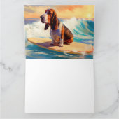Basset Hound Beach Surfen Malerei Karte (Innenseite)