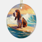 Basset Hound Beach Surfen Malerei Keramik Ornament (Links)