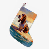 Basset Hound Beach Surfen Malerei Kleiner Weihnachtsstrumpf (Vorderansicht (hängend))