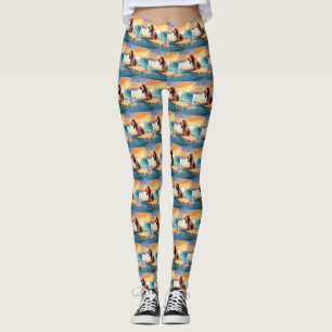 Basset Hound Beach Surfen Malerei Leggings