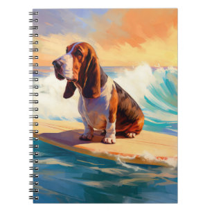 Basset Hound Beach Surfen Malerei Notizblock