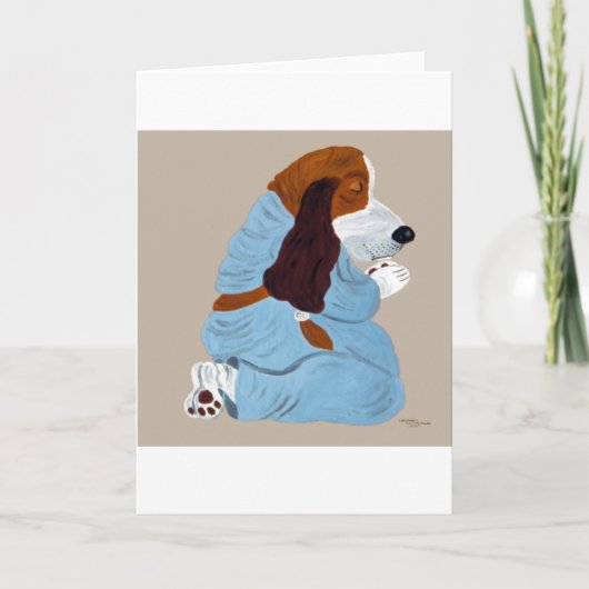 Basset Hound beim Beten Karte (Vorderseite)
