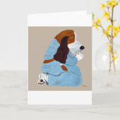 Basset Hound beim Beten Karte (Gelbe Blume)