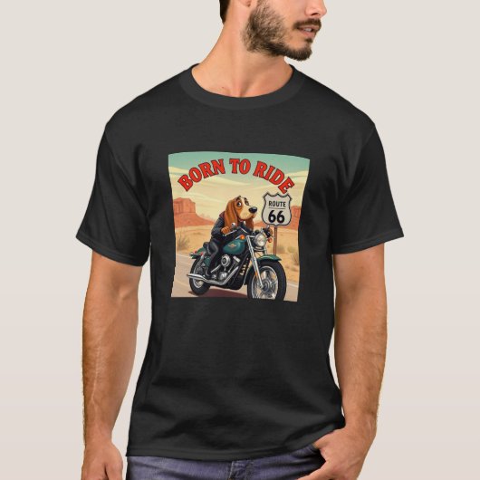Basset Hound Biker Geboren zu fahren T-Shirt (Vorderseite)