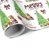 Basset Hound, Bird und Weihnachtsbaum Geschenkpapier (Rolleneckpunkt)