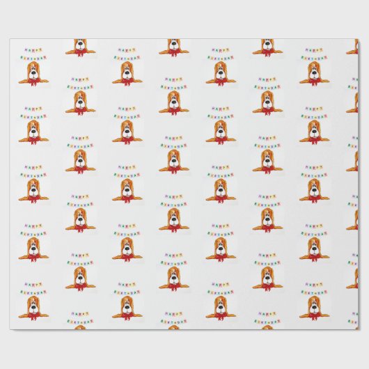Basset Hound Birthday Wrapping Paper Geschenkpapier (Flach)