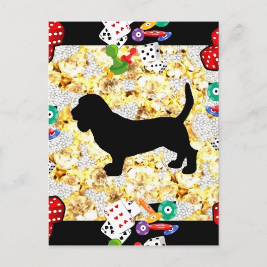 BASSET HOUND BLING POSTKARTE (Vorderseite)