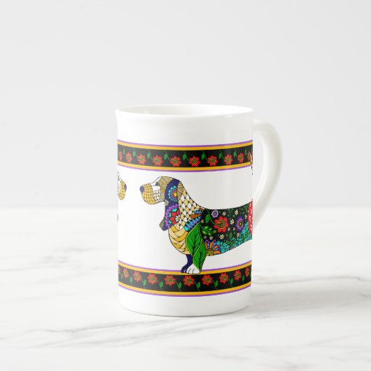 Basset Hound Bone China Tasse (Vorderseite Rechts)