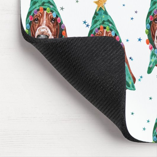 Basset Hound Breed Dog Pattern Sterne Weihnachten Mousepad (Ecke)