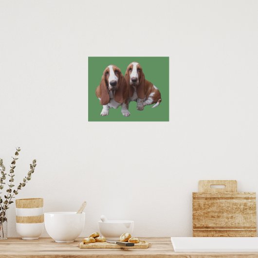 Basset Hound Buddies drucken Poster (Küche)