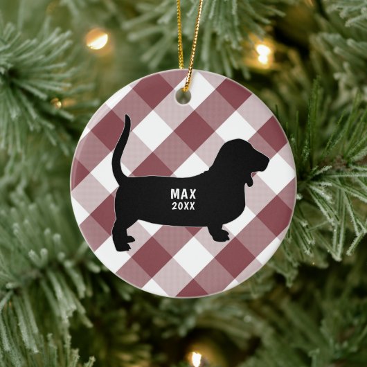 Basset Hound Buffalo Karo Keramik Keramik Ornament (Baum)