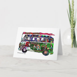 Basset Hound Bus Holiday Card Feiertagskarte