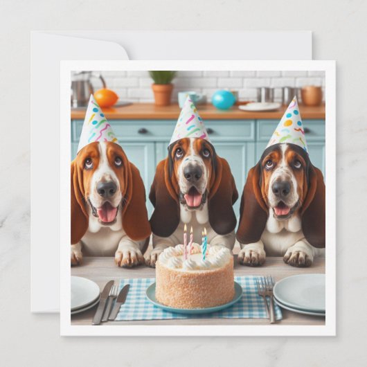 Basset Hound Card, Basset Hound Geburtstag Einladung (Vorderseite)