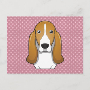 Basset Hound Cartoon Paws Postkarte