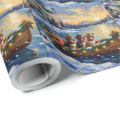 Basset Hound Christmas Boat Holiday Geschenkpapier (Rolleneckpunkt)
