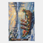 Basset Hound Christmas Boat Holiday Geschirrtuch (Vertikal)