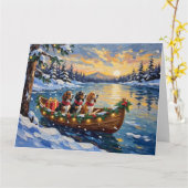 Basset Hound Christmas Boat Holiday Karte (Gelbe Blume)