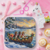 Basset Hound Christmas Boat Holiday Pappteller (Party)