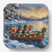 Basset Hound Christmas Boat Holiday Pappteller (Vorderseite)